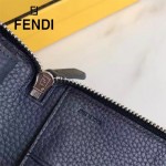 FENDI 0198 專櫃新品SELLERIA藍色原版牛皮手工釘釘長款拉鏈錢包
