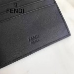 FENDI 0234SL9-3 輕便小巧無語表情貼片黑色原版小牛皮卡片夾
