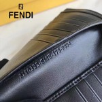 FENDI 0383 專櫃最新鉚釘裝飾黑色原版牛皮中長款錢包手拿包