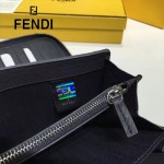 FENDI 0198-2 專櫃新品SELLERIA灰色原版牛皮手工釘釘長款拉鏈錢包
