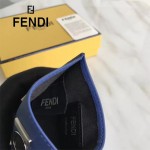 FENDI 0234SL9-2 輕便小巧無語表情貼片藍色原版小牛皮卡片夾