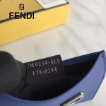 FENDI 0234SL9-2 輕便小巧無語表情貼片藍色原版小牛皮卡片夾