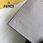 FENDI 0383-3 專櫃最新鉚釘裝飾灰色原版牛皮中長款錢包手拿包