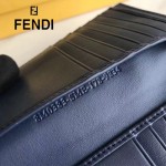 FENDI 0383-2 專櫃最新鉚釘裝飾藍色原版牛皮中長款錢包手拿包