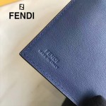 FENDI 0383-2 專櫃最新鉚釘裝飾藍色原版牛皮中長款錢包手拿包