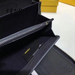 FENDI 0198-2 專櫃新品SELLERIA灰色原版牛皮手工釘釘長款拉鏈錢包