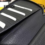 FENDI 0198-2 專櫃新品SELLERIA灰色原版牛皮手工釘釘長款拉鏈錢包