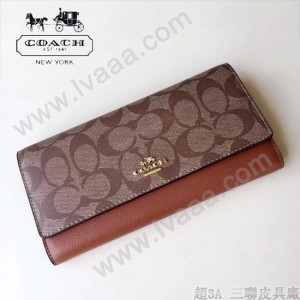 COACH-53763-3 時尚新款女式錢夾長款三折錢包多卡位翻蓋錢包