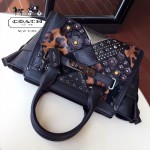 COACH-55503-2 真皮花朵拼接不同皮紋拼接雕花綴飾單肩斜挎包