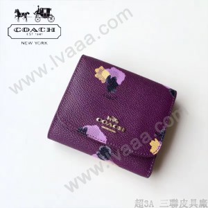 COACH-53758-2 新款時尚潮流女士唯美花朵三折短款錢包