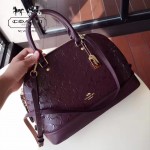 COACH-55449 COACH大號貝殼包漆皮印花logo貝殼包女士手提肩背包