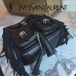 YSL 421943 最新專櫃新款意大利原版牛皮流蘇裝飾小號休閒雙肩包