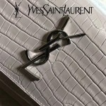 YSL 452157E-6 人氣熱銷sunset裸粉色原版鱷魚紋牛皮mini單肩斜挎包