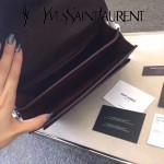 YSL 442906-5 王子文鄭秀文同款棗紅色原單牙籤紋牛皮大號單肩斜挎包