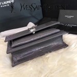 YSL 452157E-4 人氣熱銷sunset灰色原版鱷魚紋牛皮mini單肩斜挎包