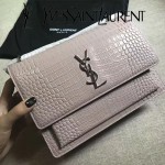 YSL 442906E-2 高端新款女士灰色原版鱷魚紋牛皮大號單肩斜挎包
