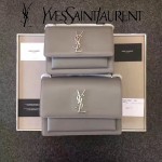 YSL 442906-6 王子文鄭秀文同款灰色原單牙籤紋牛皮大號單肩斜挎包