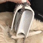 YSL 452157E-2 人氣熱銷sunset白色原版鱷魚紋牛皮mini單肩斜挎包