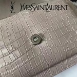 YSL 452157E-5 人氣熱銷sunset裸色原版鱷魚紋牛皮mini單肩斜挎包