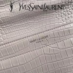 YSL 442906E-2 高端新款女士灰色原版鱷魚紋牛皮大號單肩斜挎包