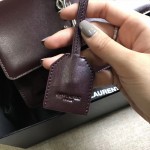 YSL 442906 王子文鄭秀文同款棗紅色原單牙籤紋牛皮小號單肩斜挎包