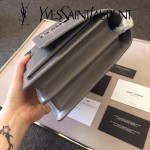 YSL 442906-6 王子文鄭秀文同款灰色原單牙籤紋牛皮大號單肩斜挎包