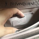 YSL 442906E-2 高端新款女士灰色原版鱷魚紋牛皮大號單肩斜挎包