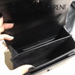 YSL 442906-3 王子文鄭秀文同款黑色原單牙籤紋牛皮小號單肩斜挎包