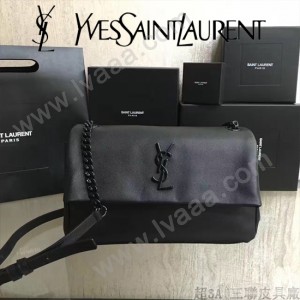 YSL 438176Q 專櫃同步黑色原版魚子醬皮槍色五金單肩斜挎包