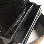 YSL 442906E 高端新款女士黑色原版鱷魚紋牛皮大號單肩斜挎包