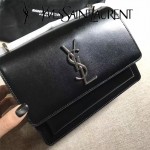 YSL 442906-3 王子文鄭秀文同款黑色原單牙籤紋牛皮小號單肩斜挎包