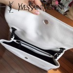 YSL 438176Q-2 專櫃同步白色原版魚子醬皮槍色五金單肩斜挎包