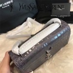 YSL 452157E-4 人氣熱銷sunset灰色原版鱷魚紋牛皮mini單肩斜挎包