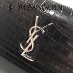 YSL 441972E 舒淇同款黑色原版鱷魚紋牛皮小號單肩斜挎包