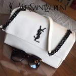 YSL 438176Q-2 專櫃同步白色原版魚子醬皮槍色五金單肩斜挎包