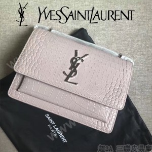 YSL 441972E-2 舒淇同款灰色原版鱷魚紋牛皮小號單肩斜挎包
