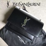 YSL 442906-3 王子文鄭秀文同款黑色原單牙籤紋牛皮小號單肩斜挎包