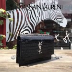 YSL 452157E 人氣熱銷sunset黑色原版鱷魚紋牛皮mini單肩斜挎包