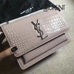 YSL 441972E-2 舒淇同款灰色原版鱷魚紋牛皮小號單肩斜挎包