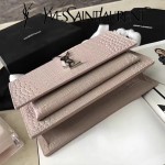 YSL 452157E-5 人氣熱銷sunset裸色原版鱷魚紋牛皮mini單肩斜挎包