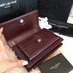 YSL 452157E-3 人氣熱銷sunset棗紅色原版鱷魚紋牛皮mini單肩斜挎包