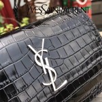 YSL 452157E 人氣熱銷sunset黑色原版鱷魚紋牛皮mini單肩斜挎包