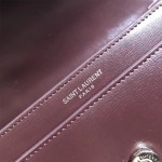 YSL 442906 王子文鄭秀文同款棗紅色原單牙籤紋牛皮小號單肩斜挎包