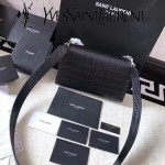 YSL 446753E 名媛必備kate bag黑色原版鱷魚紋牛皮單肩斜挎包