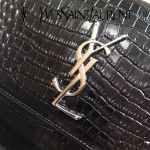 YSL 442906E 高端新款女士黑色原版鱷魚紋牛皮大號單肩斜挎包