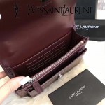 YSL 452157E-3 人氣熱銷sunset棗紅色原版鱷魚紋牛皮mini單肩斜挎包