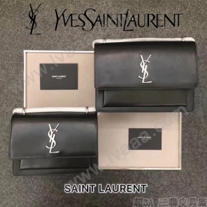 YSL 442906-4 王子文鄭秀文同款黑色原單牙籤紋牛皮大號單肩斜挎包