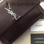 YSL 442906-5 王子文鄭秀文同款棗紅色原單牙籤紋牛皮大號單肩斜挎包