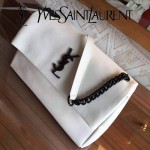 YSL 438176Q-2 專櫃同步白色原版魚子醬皮槍色五金單肩斜挎包