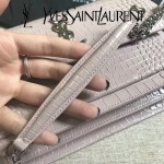 YSL 442906E-2 高端新款女士灰色原版鱷魚紋牛皮大號單肩斜挎包